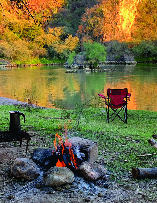 camping, campfire, coffee