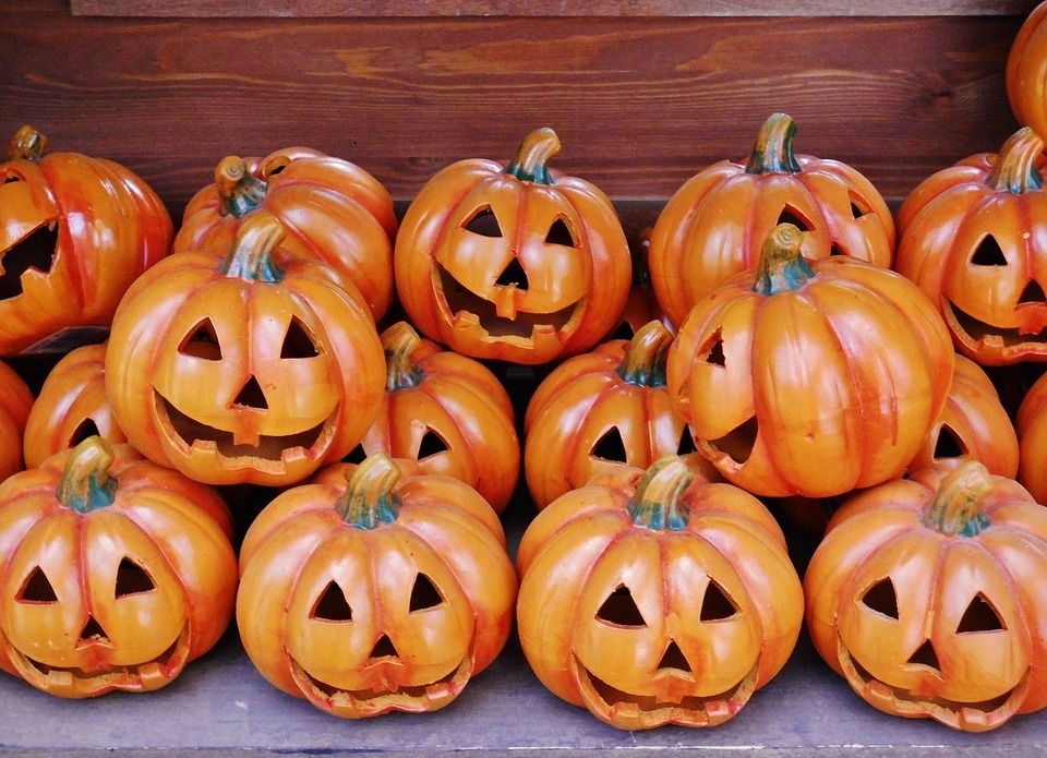 pumpkin heads, halloween, golden autumn