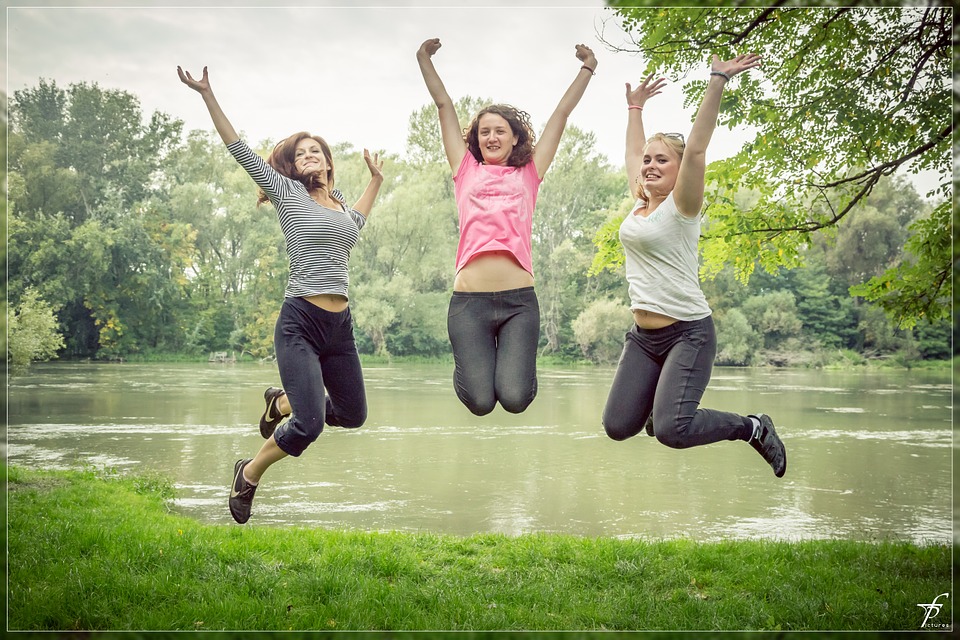 jumping, jump, happy people