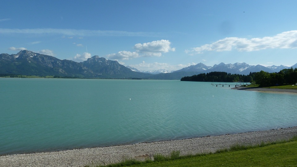 allgäu, lake forggensee, spring