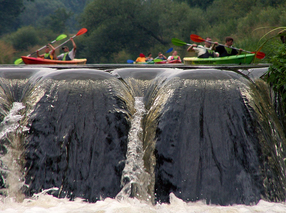waterfall, i with, kayaks