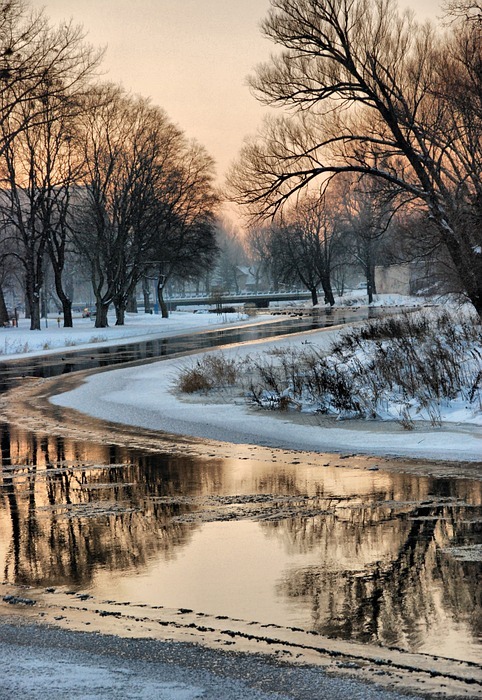 winter, river, landscape