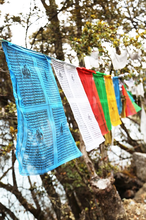 prayer flags, tibet, basong