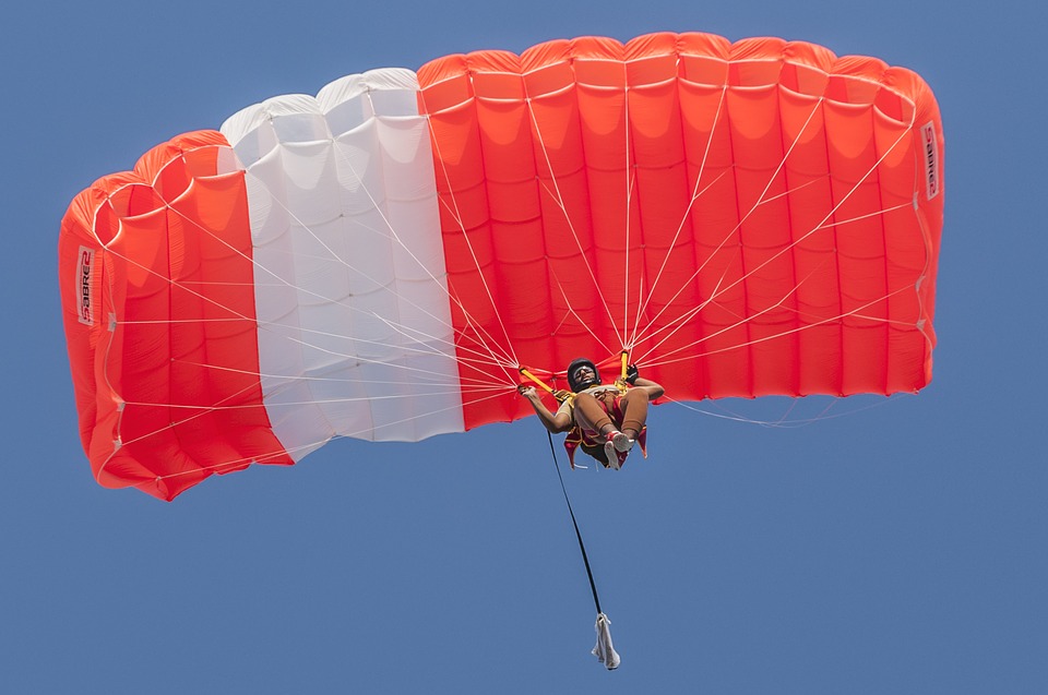 sky diving, sport, parachute