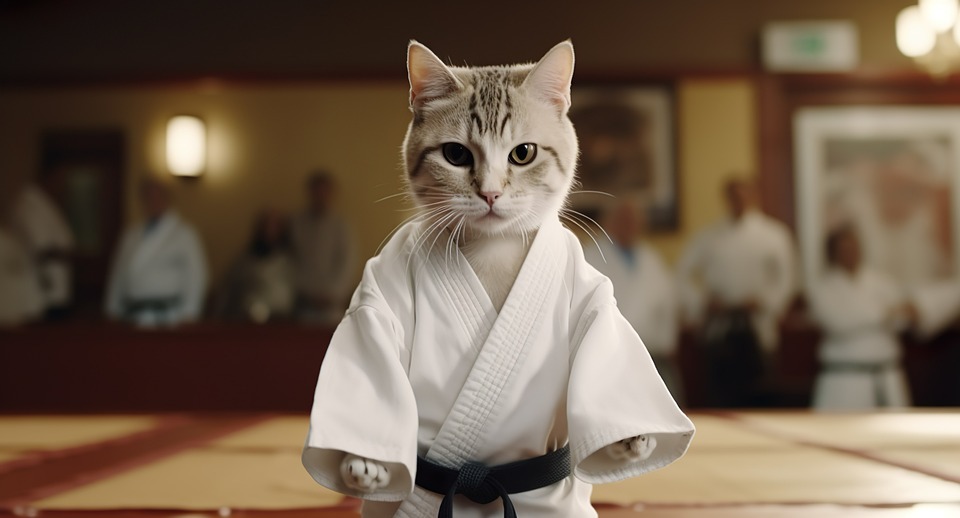 ai generated, cat, karate