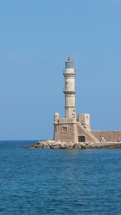 lighthouse, harbour entrance, crete