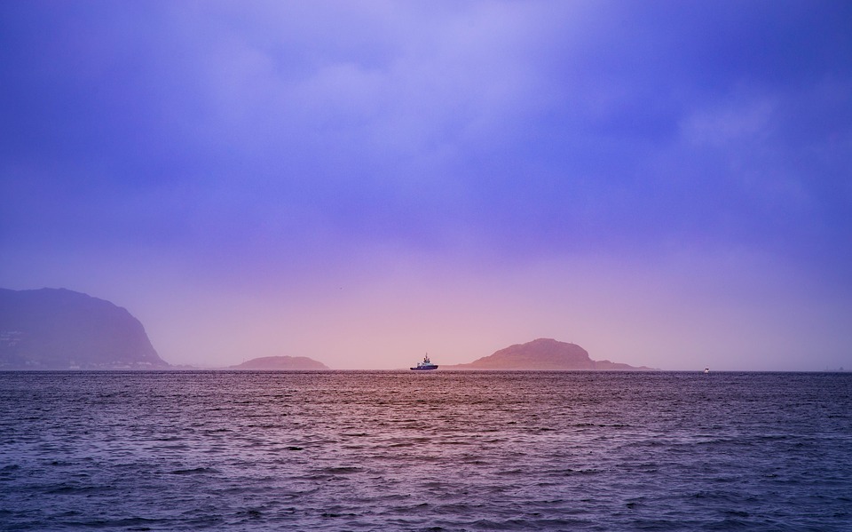 dawn, island, ocean