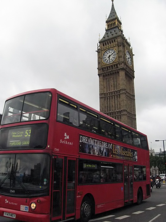 bus, two-storied, big ben