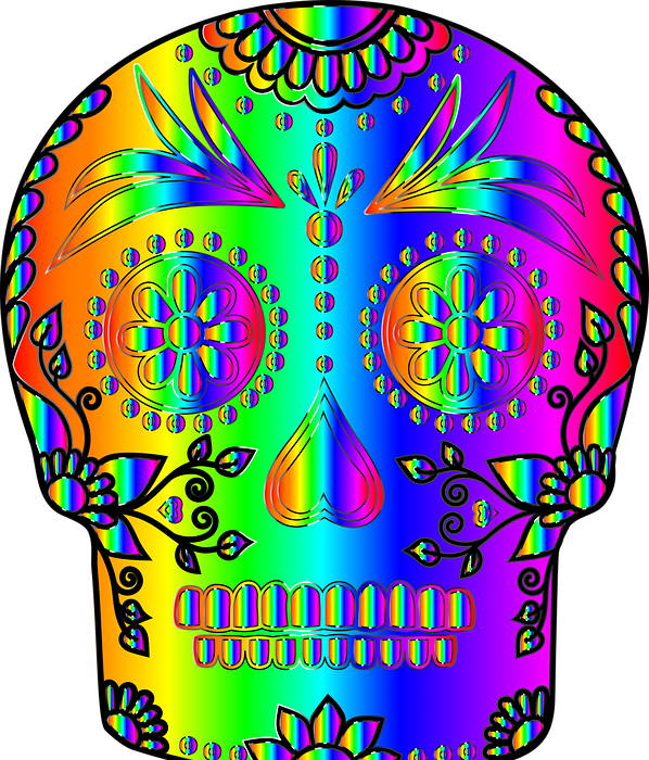 sugar skull, abstract, colorful