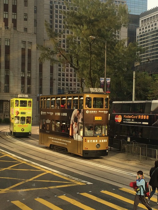 hong kong, street view, buses