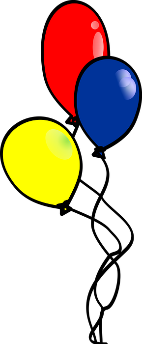 balloons 3 primary colors, balloons with highlight bubbles, birthday balloon