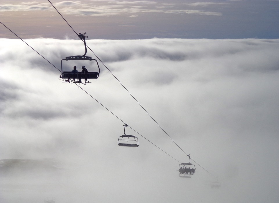 skiing, slovenia, fog