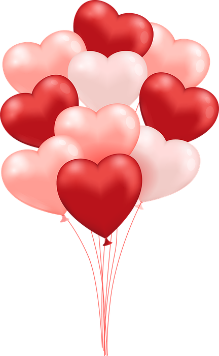 heart balloons, valentine balloons, red