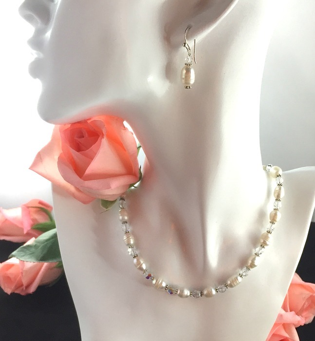 rose, pearls, woman