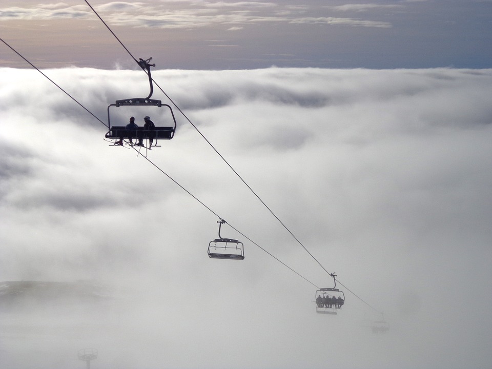 skiing, slovenija, fog