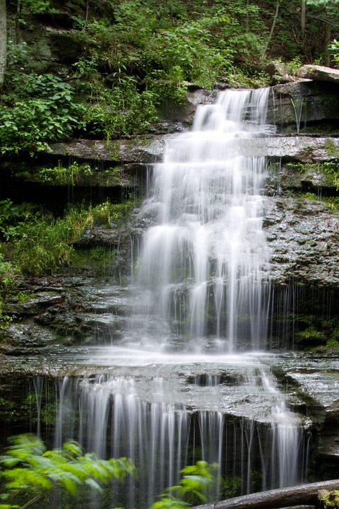 waterfall, mountain, nature