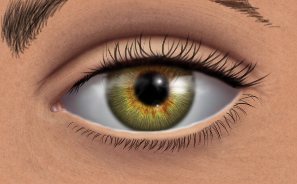 green eye, digital painting, look