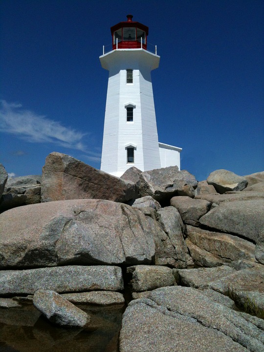 lighthouse, nova scotia, rocks