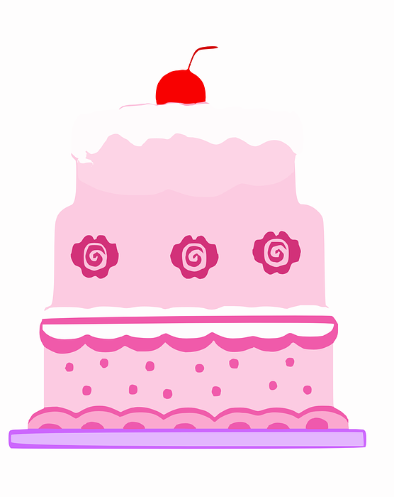 birthday cake, cake, pink