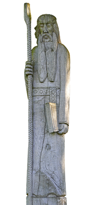 sculpture, wooden figure, druid