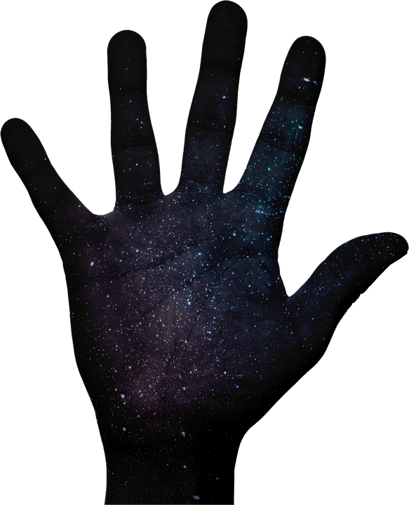 space, sky, hand