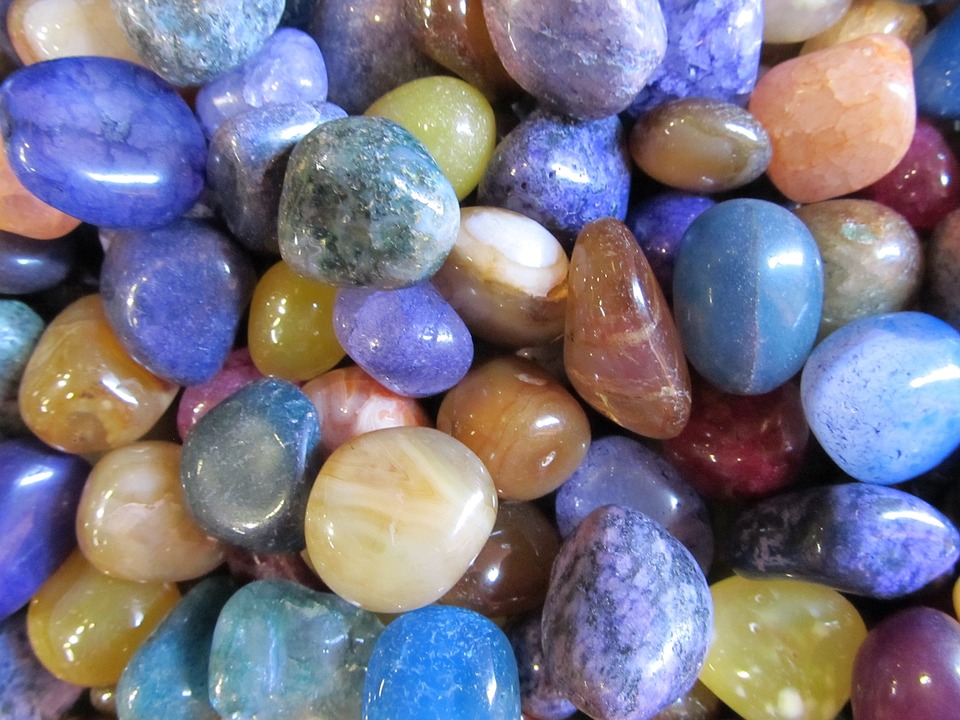 pebbles, colorful, polished