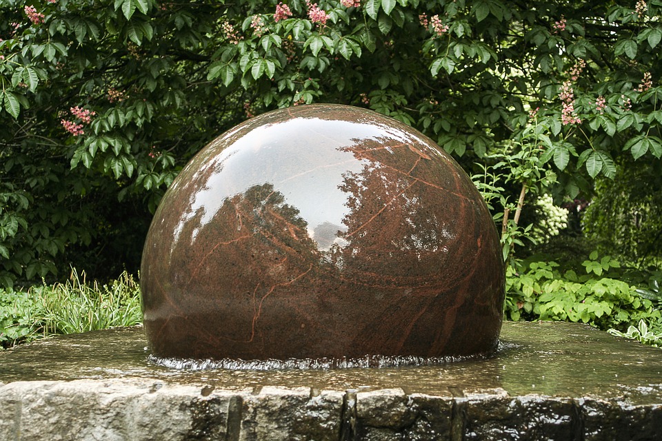 fountain, decorative fountains, stone ball
