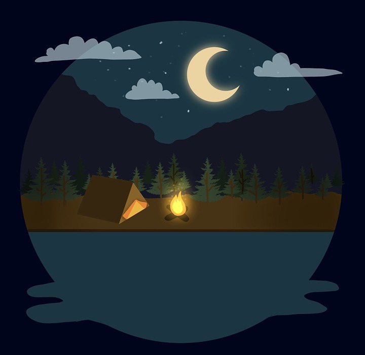 camping, night, campfire