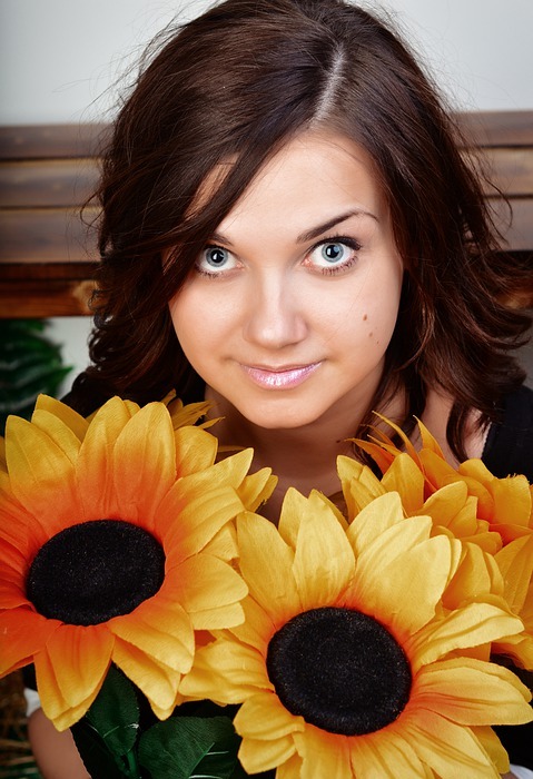 sunflowers, girl in the sunflowers, beautiful