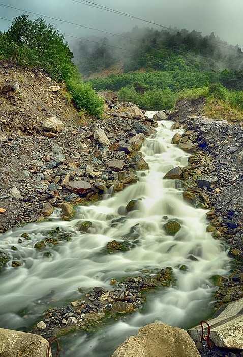 waterfall, the caucasus, water