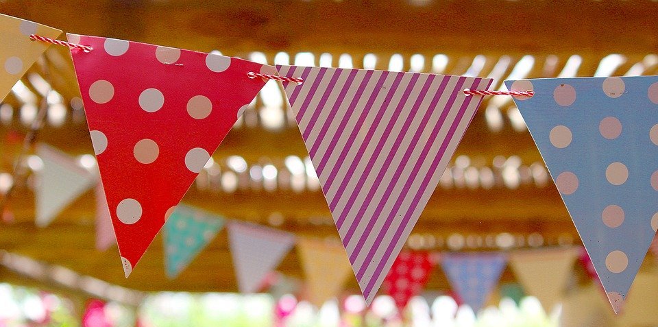flags, pennant, birthday party
