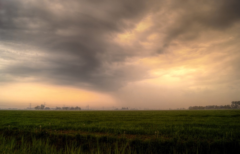 fields, storm, cloudy