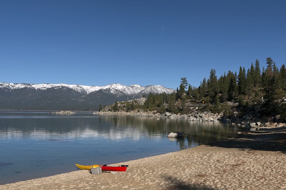lake tahoe, kayak, beach