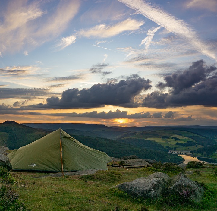 camping, tent, sky