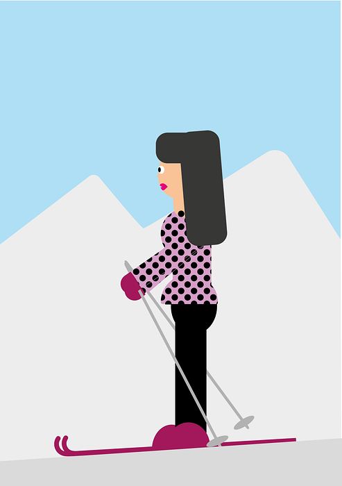 woman, ski, skiing