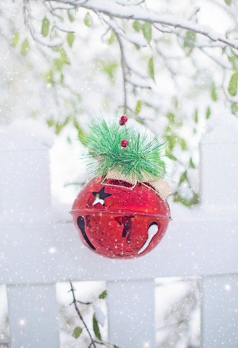 christmas, bell, snowy