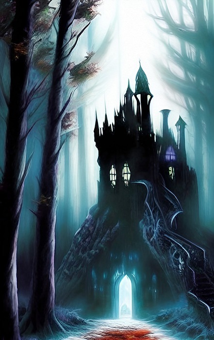 castle, woods, fantasy