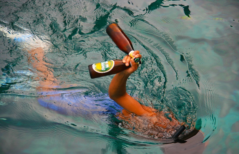 beer, swimming, ocean