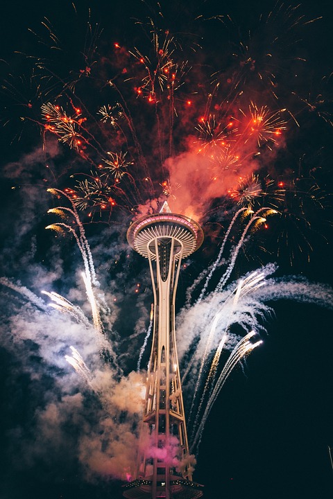 fireworks, tower, celebration