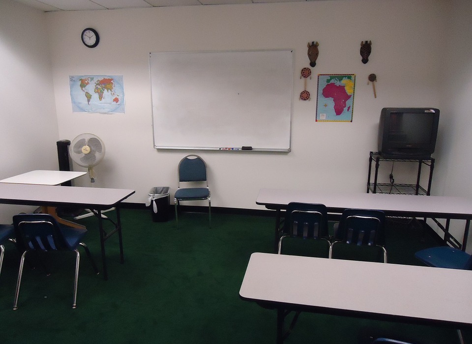 class, classroom, tables
