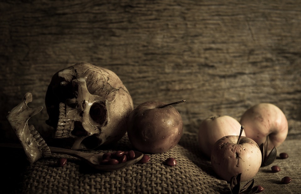 skull, art, apple
