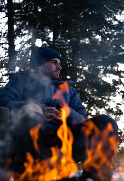 campfire, man, camping