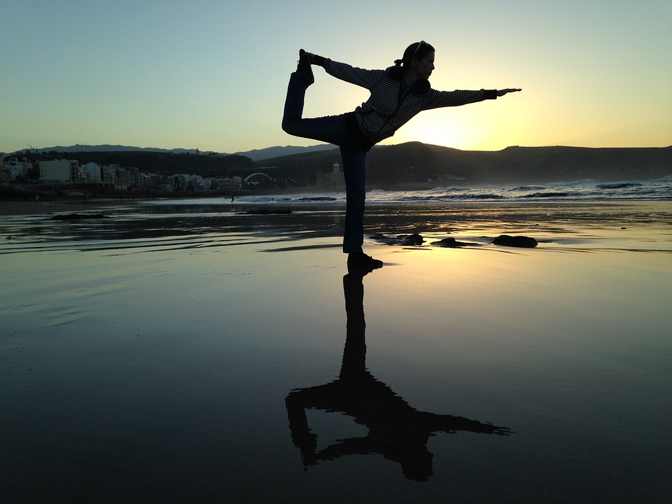 balance, yoga, beach
