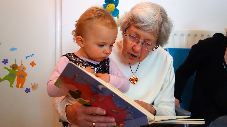 for reading, grandmother, grandchild