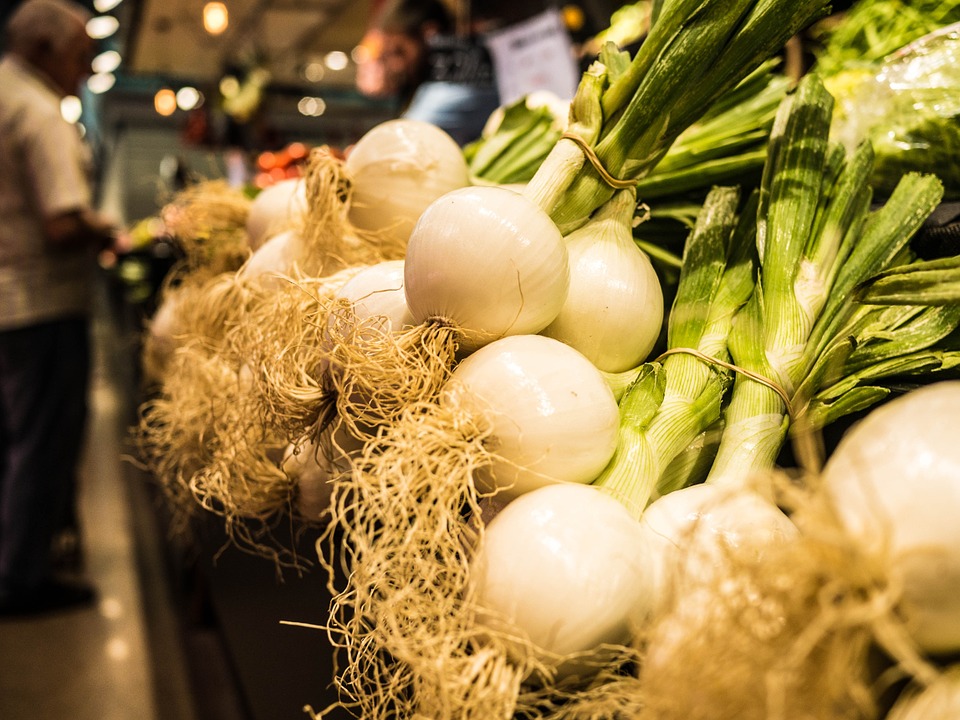 onion, market, vegetables