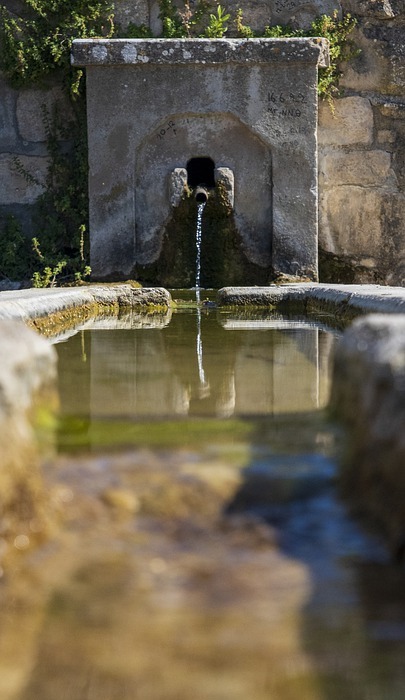 water, fountain, flowing water