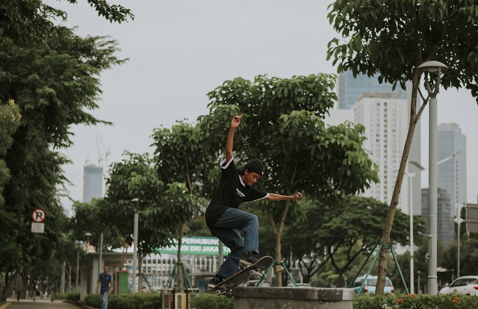 skateboard, man, park