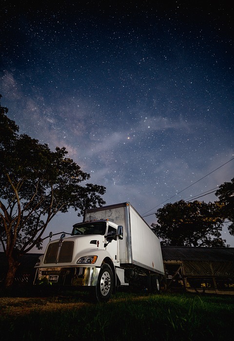 truck, night, sky