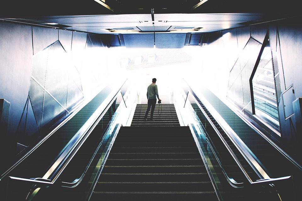 escalator, transportation, public