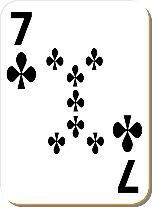 playing card, seven, clubs